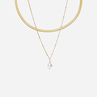 Snake + Baroque Sötvattenspärla Smyckesset 18K Guldpläterat