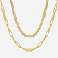 Flat Snake Halsband + Paperclip Smyckesset 18K Guldpläterad