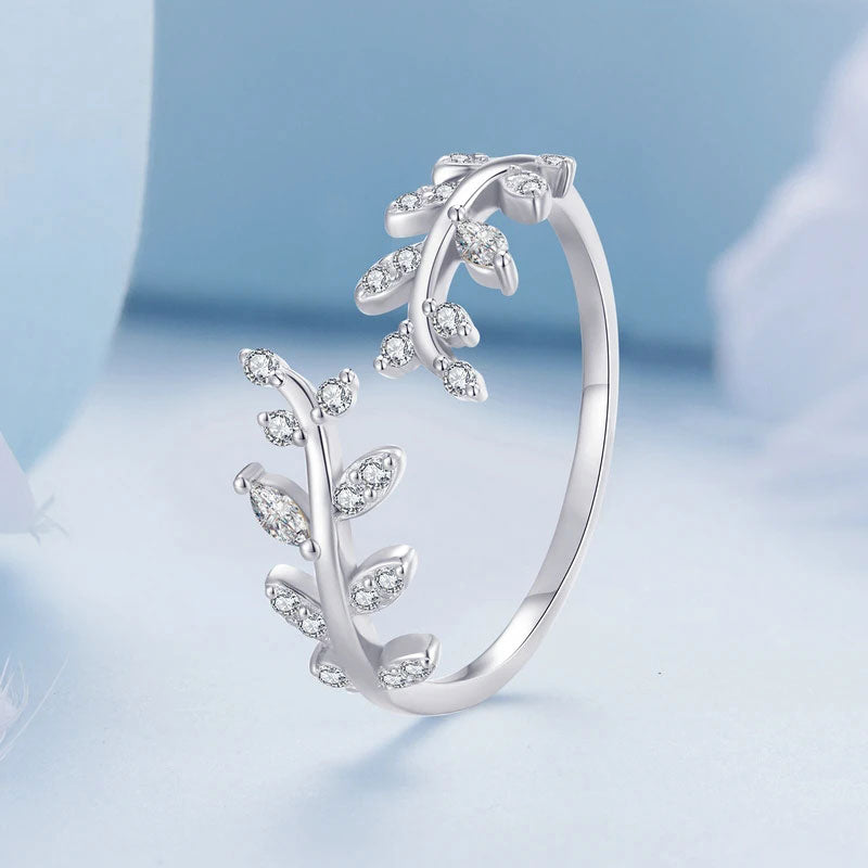 Zirconia Leaf Ring 925 Silver