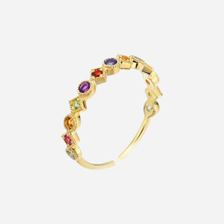 Zirconia Rainbow Ring 925 Silver 18K Guldpläterat