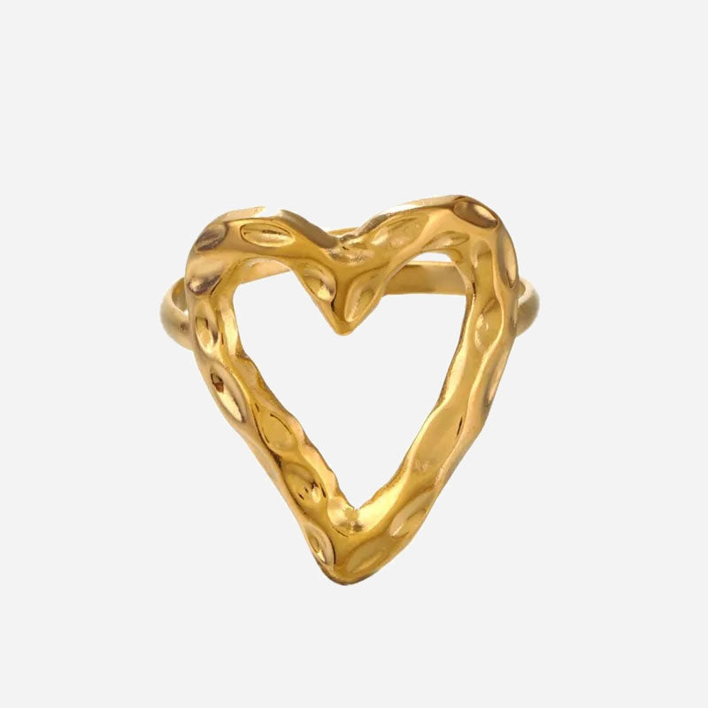 Hamrad Heart Ring 18K Guldpläterad