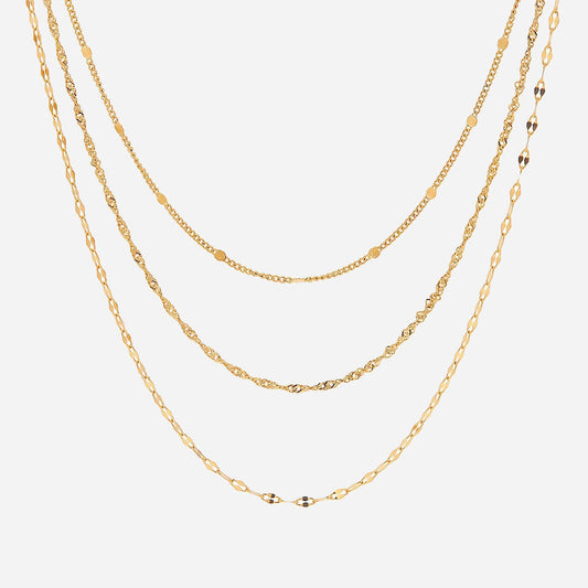 Layer Halsband Smyckesset 18K Guldpläterad