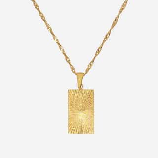 Square Sunburst Necklace 18K Guldpläterat