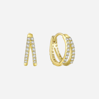 Small Double Zirconia Hoops 925 Silver 18K Guldpläterat