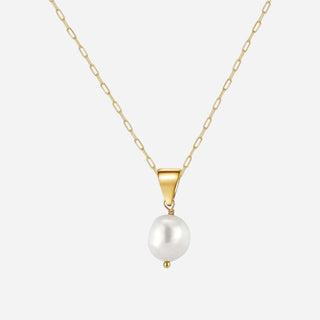Classic Sötvattenspärla Halsband 925 Silver 18K Guldpläterat