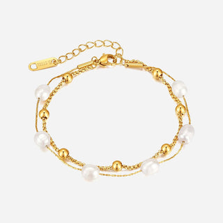 Natural Pearl Layer Armband 18K Guldpläterad