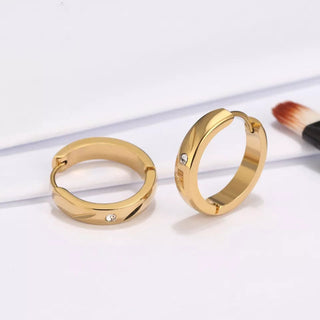 Round Crystal Örhängen 18K Guldpläterat