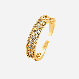 Sparkling Zirconia Ring 925 Silver 18K Guldpläterad