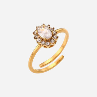 Floral White Zirconia Ring 18K Guldpläterat