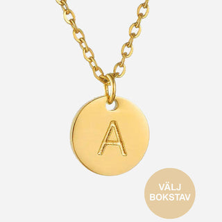 Round Bokstav Halskedja 18K Guldpläterat