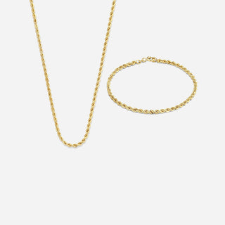 Rope Choker + Armband Smyckesset 18K Guldpläterad