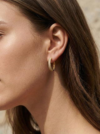 Round Zirconia Hoops 18K Guldpläterat