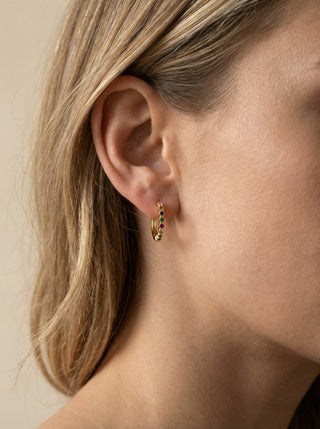 Mini Zirconia Multi Crystal Örhängen 925 Silver 18K Guldpläterat