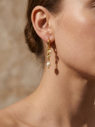 Sunburst Freshwater Pearl Örhängen 18K Guldbelagt