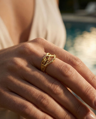 Fairy Tree Ring 925 Silver 18K Guldpläterat