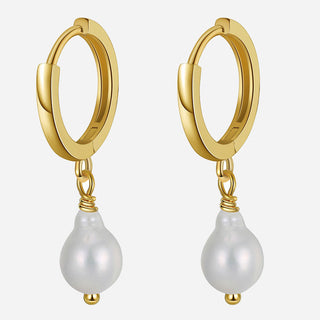 Classic Sötvattenspärla Örhängen 925 Silver 18K Guldpläterat