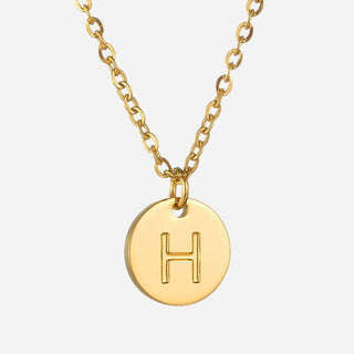 Round Bokstäv Halsband 18K Guldpläterad