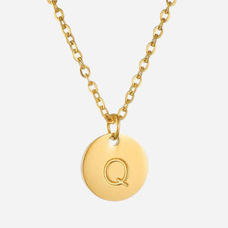 Round Bokstäv Halsband 18K Guldpläterad