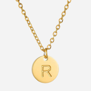 Round Bokstäv Halsband 18K Guldpläterad