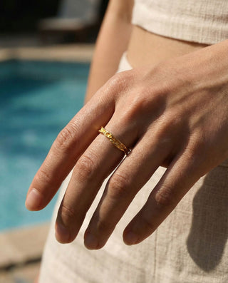 Hammered Edge Ring 18K Guldpläterat