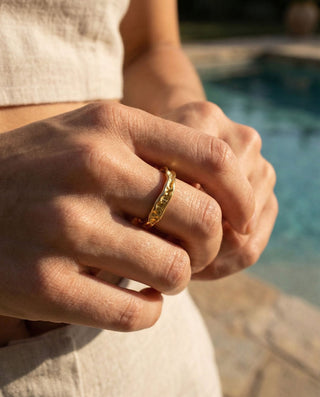 Hammered Edge Ring 18K Guldpläterat