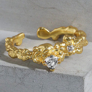 Crystal Zirconia Ring 925 Silver 18K Guldpläterat