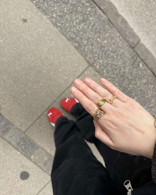 Riflad Ring 18K Guldpläterad