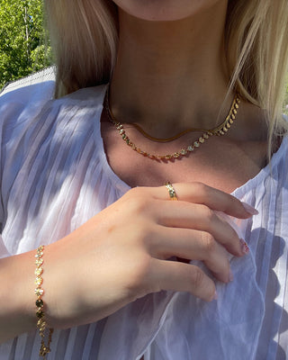 Round Sunburst Armband 18K Guldpläterad 4mm