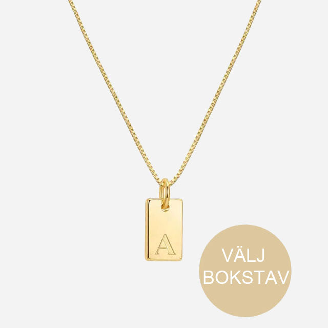 Bokstäv Box Halsband 18K Guldpläterad