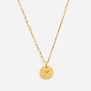 Round Bokstäv Halsband 18K Guldpläterad