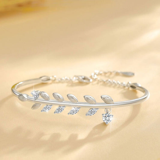 Zirconia Sparkle Leaf Armband 925 Silver