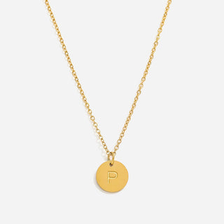 Round Bokstäv Halsband 18K Guldpläterad