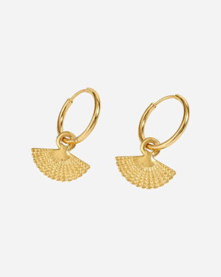 Small Fan Texture Örhängen 18K Guldpläterat