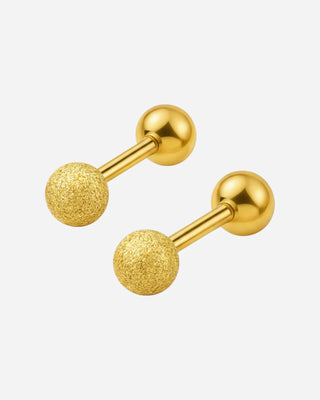 Small Frosted Beads Stiftörhängen 925 Silver 18K Guldpläterat
