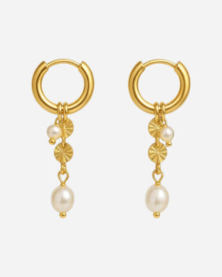 Sunburst Freshwater Pearl Örhängen 18K Guldbelagt