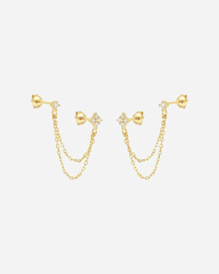 Zirconia Flower Stiftörhängen 925 Silver 18K Guldpläterat