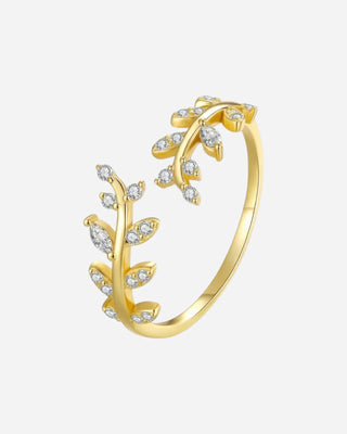Zirconia Leaf Ring 18K Guldpläterat