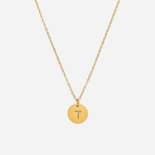Round Bokstäv Halsband 18K Guldpläterat