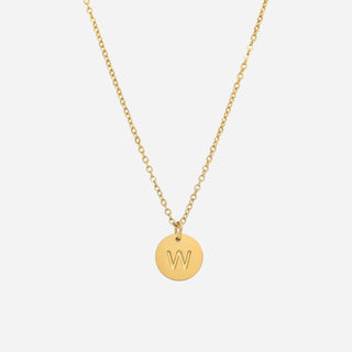 Round Bokstäv Halsband 18K Guldpläterat