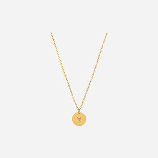 Round Bokstäv Halsband 18K Guldpläterat