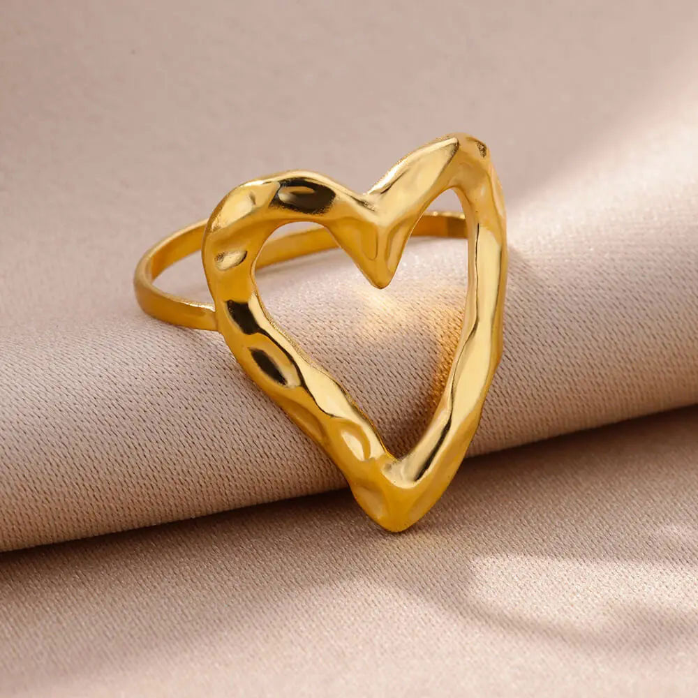 Hamrad Heart Ring 18K Guldpläterad