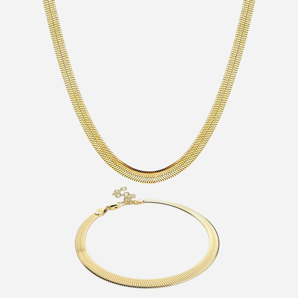 Snake Choker + Armband Smyckesset 18K Guldpläterad