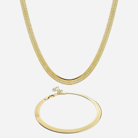 Snake Choker + Armband Smyckesset 18K Guldpläterad