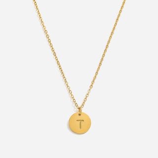 Round Bokstäv Halsband 18K Guldpläterad