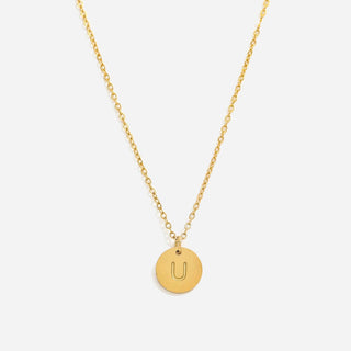 Round Bokstäv Halsband 18K Guldpläterad