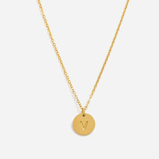 Round Bokstäv Halsband 18K Guldpläterad