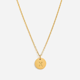 Round Bokstäv Halsband 18K Guldpläterad