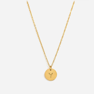 Round Bokstäv Halsband 18K Guldpläterad