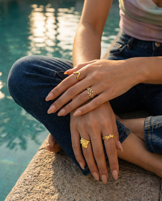 Zirconia Leaf Ring 18K Guldpläterat