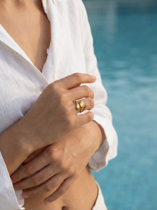 Three Leaf Ring 18K Guldpläterat